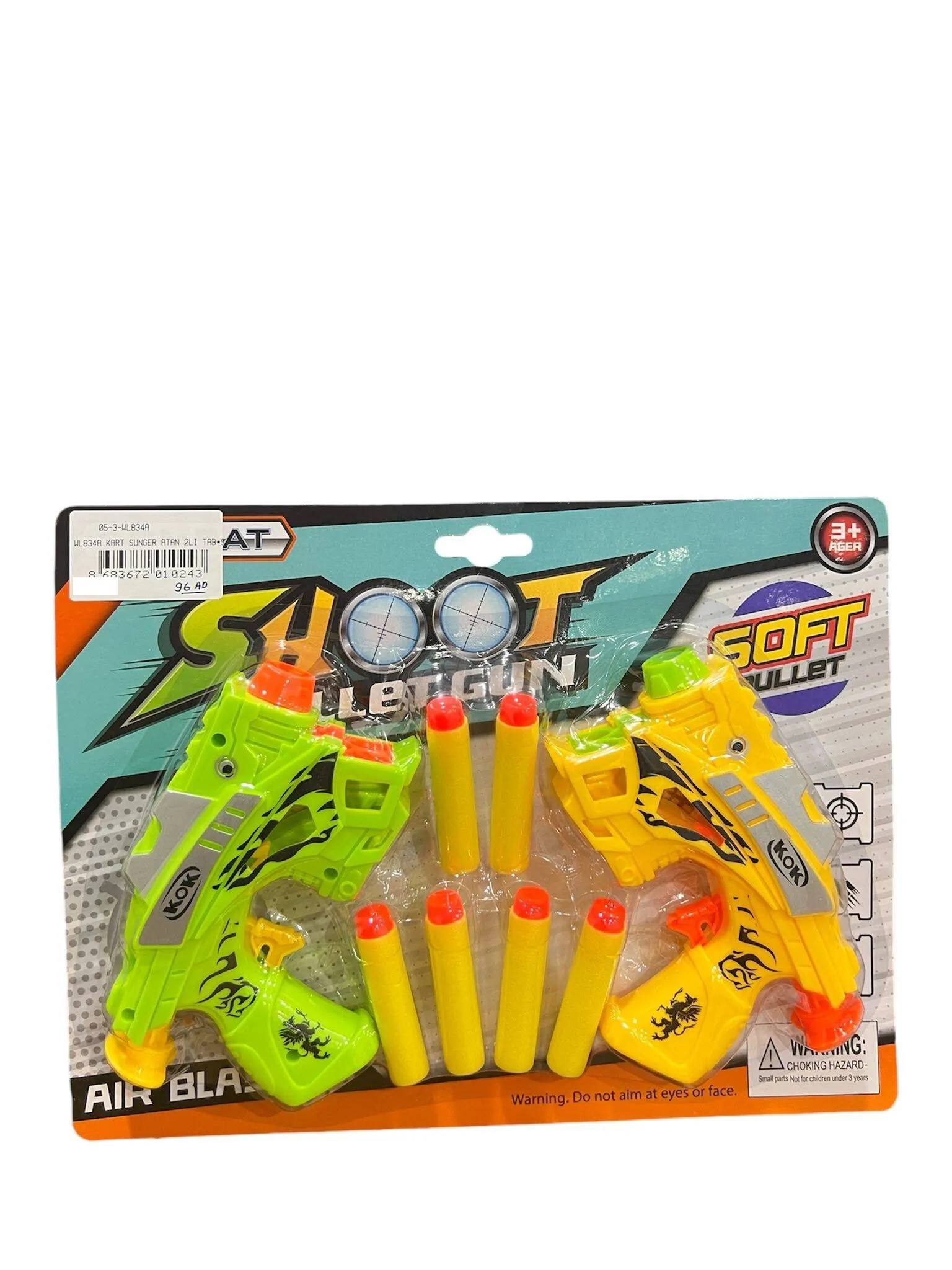 WL834A 2Lİ NERF OK ATAR TABANCA