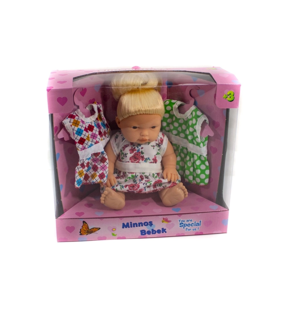 MİNNOŞ KUTULU YEDEK ELBİSELİ BEBEK