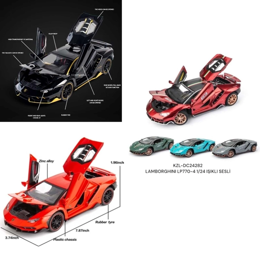 DC24282 1:24 LAMBORGHINI IŞIKLI SESLİ METAL ARABA