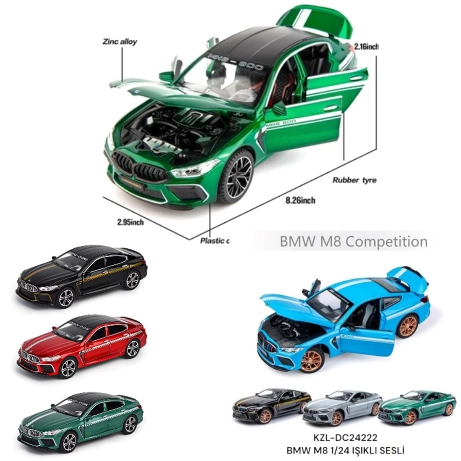 DC24222 1:24 BMW M8 METAL ARABA IŞIKLI SESLİ