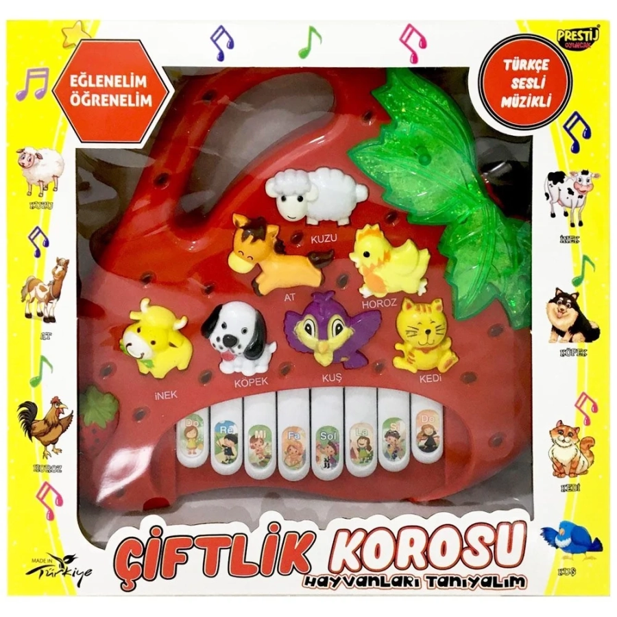 PR22 KUT.PİLLİ HAYVAN SESLİ ÇİLEK PİYANO